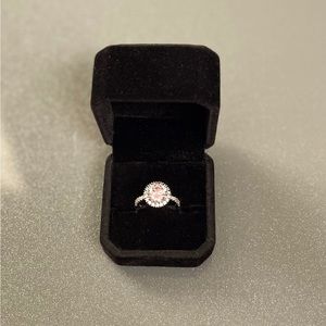 🌺Pink Champagne Cubic Zirconia Halo 2 Carat Cocktail Ring 925 Size 6 New in Box